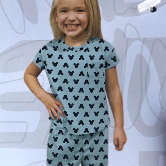 NWT Girl's Disney  2 piece pajama shorts set blue color - Picture 3 of 5